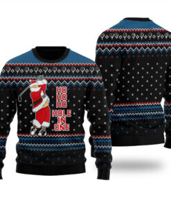 HO HO HO Hole In One Ugly Christmas Sweater BlackHO HO HO Hole In One Ugly Christmas Sweater Black