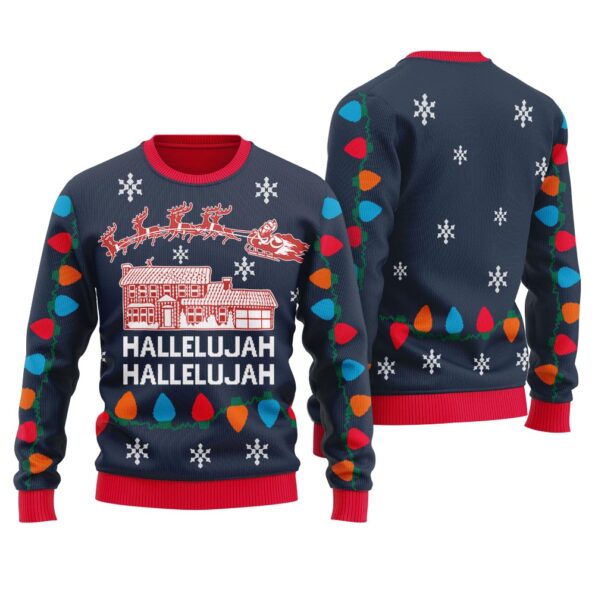 Hallelujah Christmas Vacation Ugly Christmas Sweater Navy