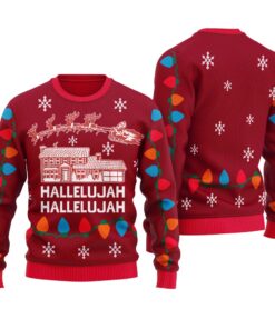 Hallelujah Christmas Vacation Ugly Sweater Cardinal Red