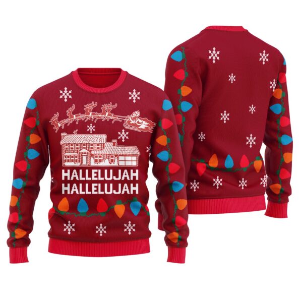 Hallelujah Christmas Vacation Ugly Sweater Cardinal Red