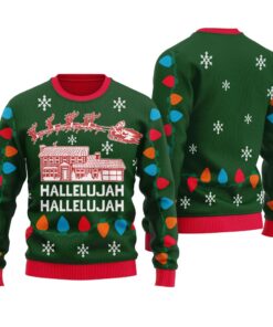 Hallelujah Griswold House Christmas Sweater Forest Green