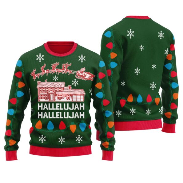 Hallelujah Griswold House Christmas Sweater Forest Green