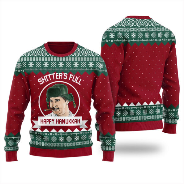 Hanukkah Christmas Vacation Ugly Sweater Cardinal Red