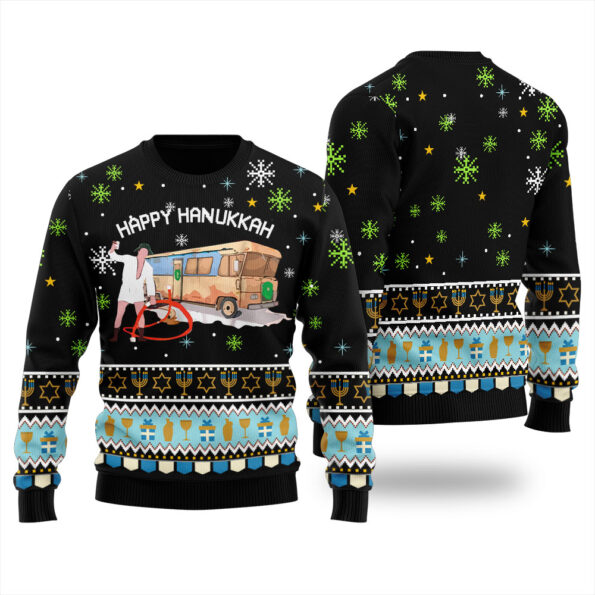 Hanukkah Shitters Full Ugly Christmas Sweater Black