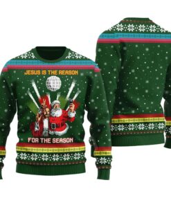 Happy Birthday Jesus Ugly Christmas Sweater Forest Green