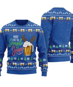 Here For The Jingle Juice Ugly Christmas Sweater Royal