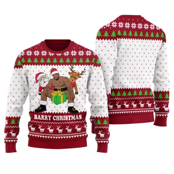 Hilarious Barry Wood Christmas Sweater Cardinal Red