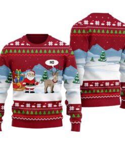 Hilarious Reindeer Santa Ugly Sweater Cardinal Red