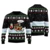 Ho Ho Ho Santa Reindeer Ugly Sweater Black