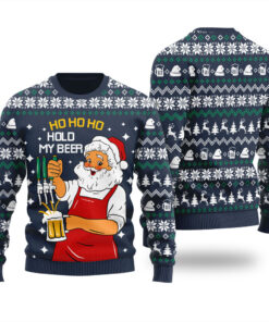 Ho Ho Ho Santa Ugly Christmas Sweater Navy
