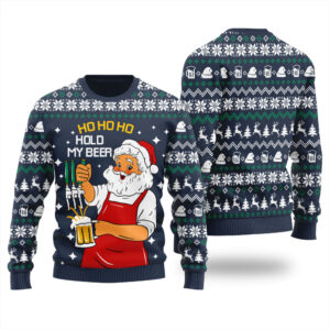 Ho Ho Ho Santa Ugly Christmas Sweater Navy
