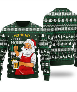 Ho Ho Ho Santa Ugly Sweater Forest Green