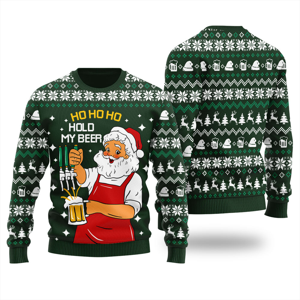 Ho Ho Ho Santa Ugly Sweater Forest Green 1 Ho Ho Ho Santa Ugly Sweater Forest Green