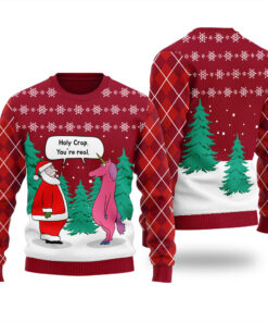 Holy Crap Funny Santa Ugly Christmas Sweatshirt Cardinal Red