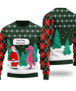 Holy Crap Funny Santa Ugly Christmas Sweatshirt Forest Green