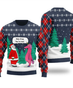 Holy Crap Funny Santa Ugly Christmas Sweatshirt Navy