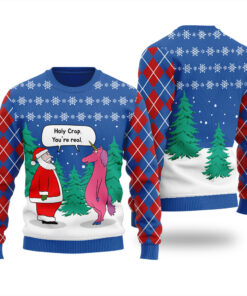 Holy Crap Funny Santa Ugly Christmas Sweatshirt Royal