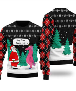 Holy Crap With Santa Ugly Christmas Sweater Black