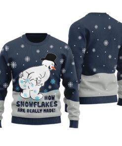 How Snowflakes Are Really Made Ugly Christmas Sweater Navy