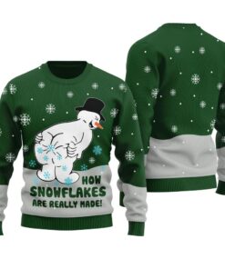 How Snowflakes Are Really Made Ugly Sweater Forest Green