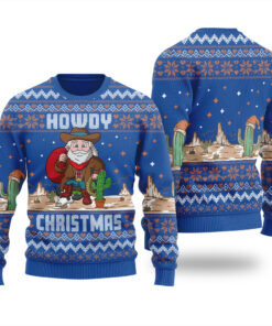 Howdy Cowboy Santa Claus Christmas Sweater Royal
