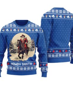Howdy Santa Funny Ugly Christmas Sweater Royal