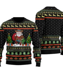 Howdy Santa Ugly Christmas Sweater Black