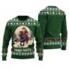 Howdy Santa Ugly Christmas Sweater Forest Green