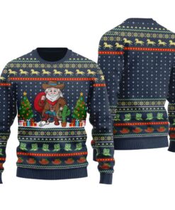 Howdy Santa Ugly Christmas Sweater Navy