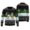 Humorous Reindeer Snowman Ugly Christmas Sweater Black