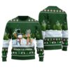Humorous Reindeer Snowman Ugly Sweater Forest Green