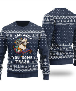 I Can Show You Some Trash Racoon Ugly Sweater Navy