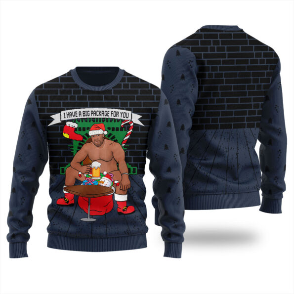 I Have A Big Package For You Barry Wood Christmas Sweater Navy