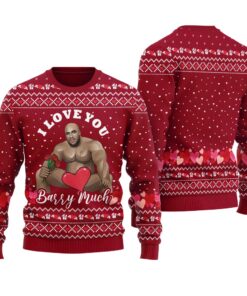 I Love You Barry Much Funny Ugly Christmas Sweater Cardinal Red