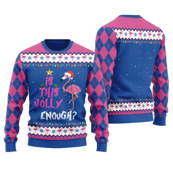 If This Jolly Enough Flamingo Ugly Christmas Sweater Royal