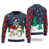 Inappropriate Snowman Couple Christmas Sweater Navy
