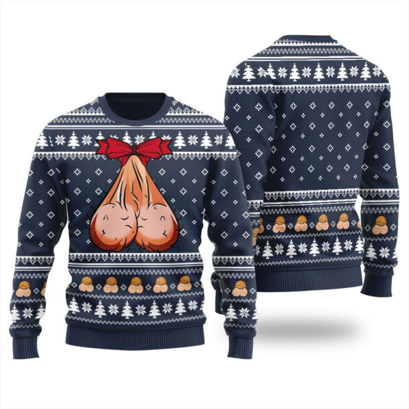 Inappropriate Ugly Christmas Sweater Navy