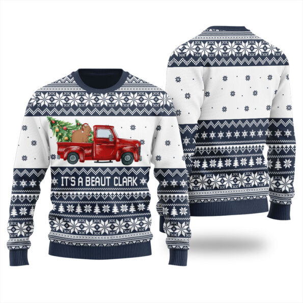 Its A Beaut Capybara Ugly Christmas Sweater Navy
