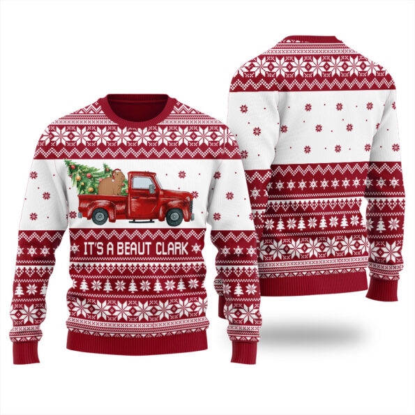 Its A Beaut Capybara Ugly Sweater Cardinal Red