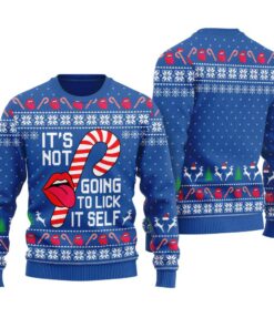 It's Not Going To Lick Itself Funny Ugly Christmas Sweater Royal