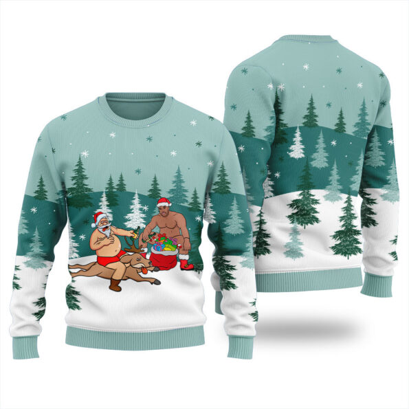 Its The Most Wonderful Time For A Beer Santa Barry Wood Ugly Sweater Kelly Green