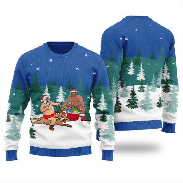 Its The Most Wonderful Time For A Beer Santa Barry Wood Ugly Sweater Royal