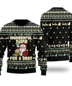 It's The Most Wonderful Time For A Beer Ugly Christmas Sweater Black