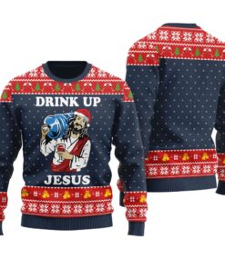 Jesus Party Savior Ugly Christmas Sweater Navy