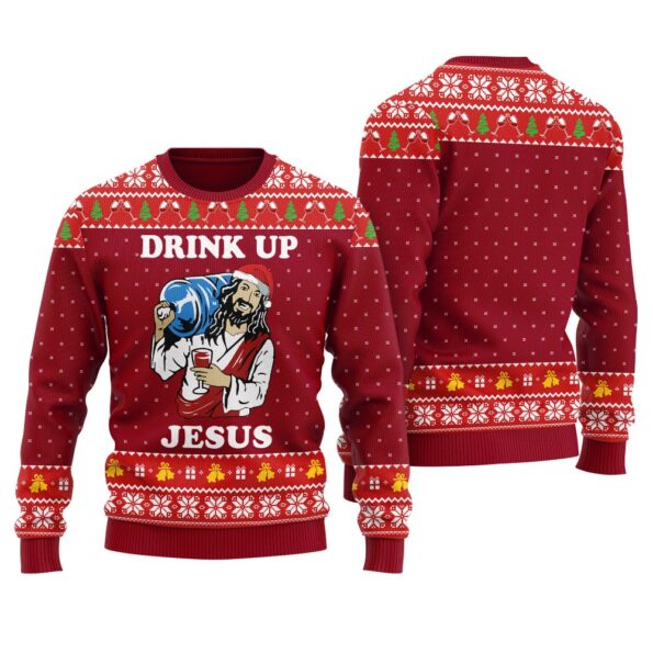 Jesus Party Savior Ugly Sweater Cardinal Red