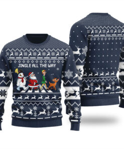 Jingle All The Way Funny Ugly Christmas Sweater Navy