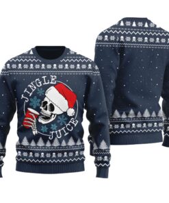 Jingle Juice Beverage Funny Ugly Christmas Sweater Navy