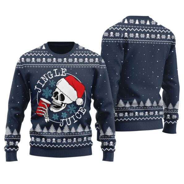Jingle Juice Beverage Funny Ugly Christmas Sweater Navy