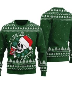 Jingle Juice Beverage Ugly Sweater Forest Green