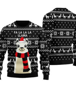 LLAMA Ugly Christmas Sweater Black